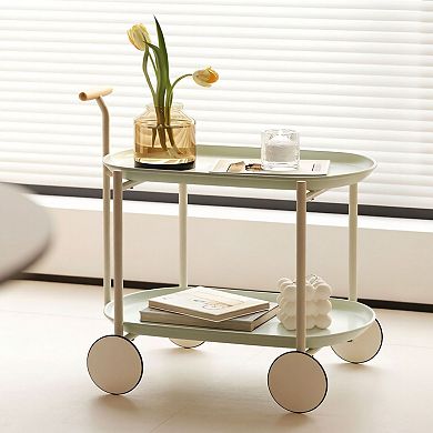 ELEMENT ACE Modern Mobile Storage Cart with Double Shelves for Kitchen and Living Room