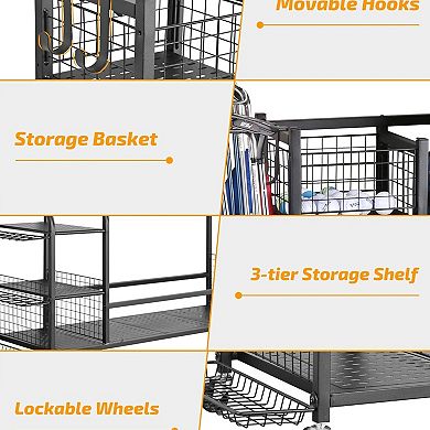 WOW PIONEER Extra Large Golf Bag Storage Rack for Golf Clubs and Accessories