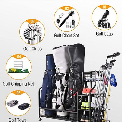 WOW PIONEER Extra Large Golf Bag Storage Rack for Golf Clubs and Accessories
