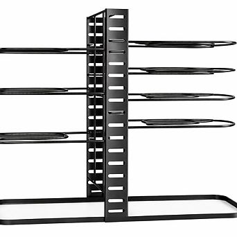 Adjustable Pots and Pans Organizer Rack with Eight Tiers for Cabinet Storage