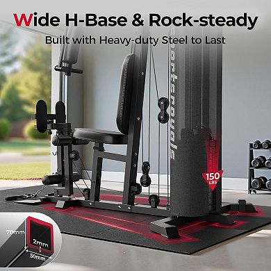 FED FITNESS Home Gym Equipment, 150LBS Weight Stack, Full Body Workout Machine with Pulley System