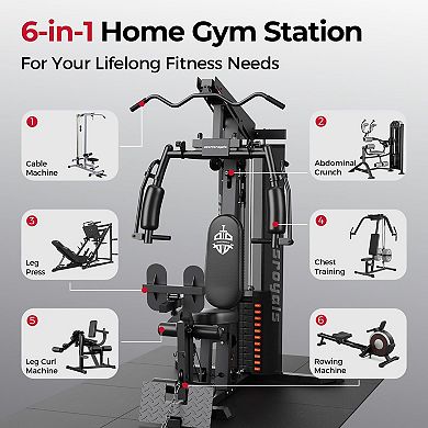 FED FITNESS Home Gym Equipment, 150LBS Weight Stack, Full Body Workout Machine with Pulley System