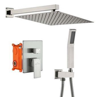 1-Spray Patterns with 2.5 GPM 12 in Wall Mount Dual Shower Heads with Pressure Balance Valve