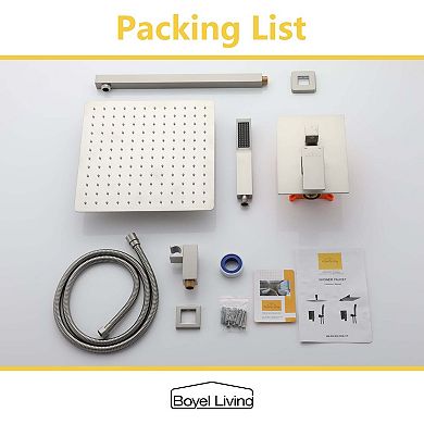 1-Spray Patterns with 2.5 GPM 12 in. Wall Mount Dual Shower Heads with Pressure Balance Valve