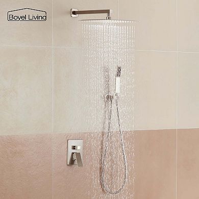 1-Spray Patterns with 2.5 GPM 12 in. Wall Mount Dual Shower Heads with Pressure Balance Valve