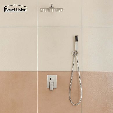 1-Spray Patterns with 2.5 GPM 12 in. Wall Mount Dual Shower Heads with Pressure Balance Valve