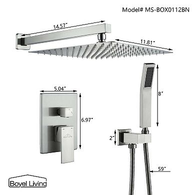 1-Spray Patterns with 2.5 GPM 12 in. Wall Mount Dual Shower Heads with Pressure Balance Valve