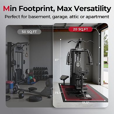 FED FITNESS Home Gym Equipment, 150LBS Weight Stack, Full Body Workout Machine with Pulley System