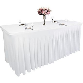 Stretch Pleated Table Skirt, Elastic Fit for Events & Displays