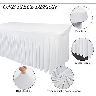 Stretch Pleated Table Skirt, Elastic Fit for Events & Displays