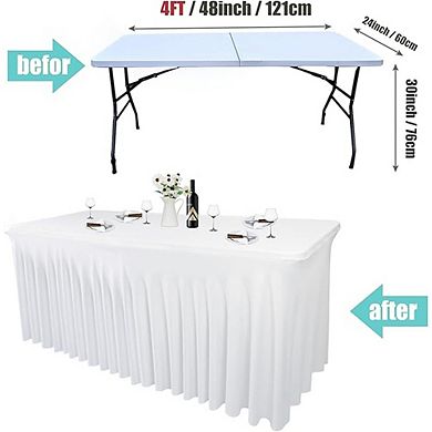 Stretch Pleated Table Skirt, Elastic Fit for Events & Displays