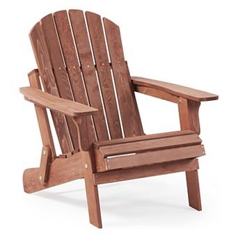 WOW PIONEER Oversized Folding Wooden Outdoor Adirondack Chair for Garden Patio Deck