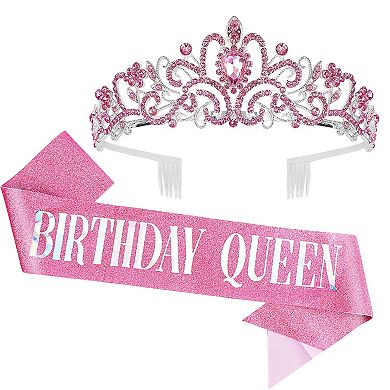 Birthday Queen Tiara Sash Women Party Decorations