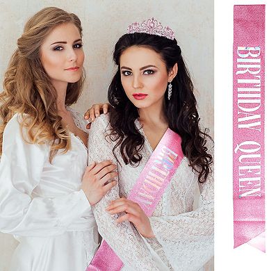 Birthday Queen Tiara Sash Women Party Decorations