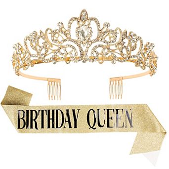 Birthday Queen Tiara Sash Women Party Decorations