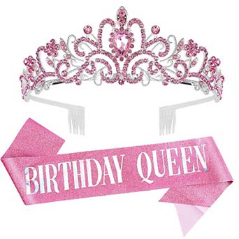 Birthday Queen Tiara Sash Women Party Decorations