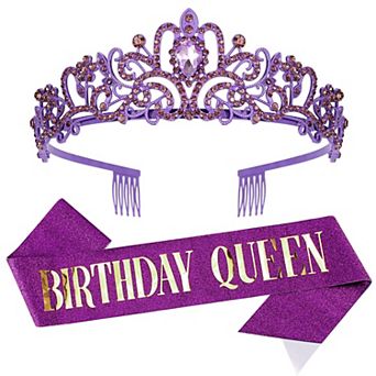 Birthday Queen Tiara Sash Women Party Decorations