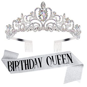 Birthday Queen Tiara Sash Women Party Decorations