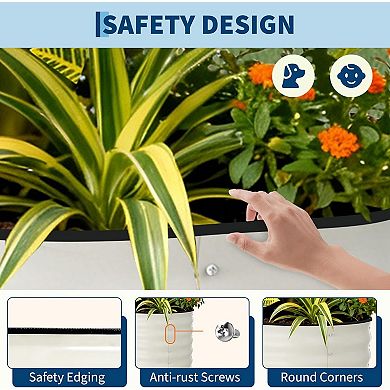 2 Pack Galvanized Raised Garden Bed 8x4x2 FT, Outdoor Planter Box for Flowers & Vegetables, Beige