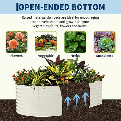 2 Pack Galvanized Raised Garden Bed 8x4x2 FT, Outdoor Planter Box for Flowers & Vegetables, Beige