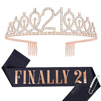 21st Birthday Crown Sash Women Girls Party Favors
