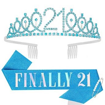 21st Birthday Crown Sash Women Girls Party Favors