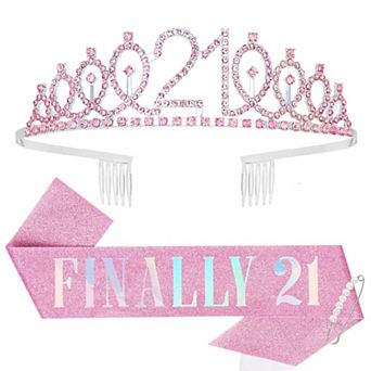 21st Birthday Crown Sash Women Girls Party Favors