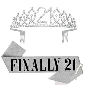 21st Birthday Crown Sash Women Girls Party Favors