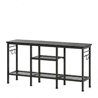 Black Modern Entertainment Center - TV Stand with Soundbar Shelf for TVs Up to 55 in Bedroom