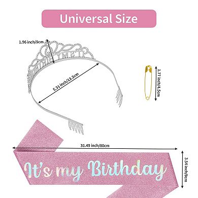 Birthday Crown Sash Women Birthday Party Decoration