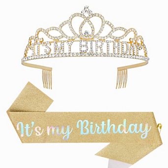 Birthday Crown Sash Women Birthday Party Decoration