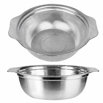 2 pc Stainless Steel Colander Set, 2.5-qt with Microporous Strainer for Rice, Pasta & Fruits