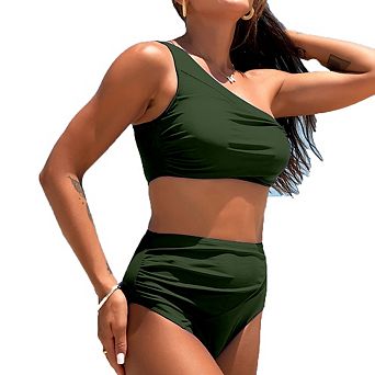 Women's Quick-Dry Split Bikini Swimwear Two-Piece Set with Zipper