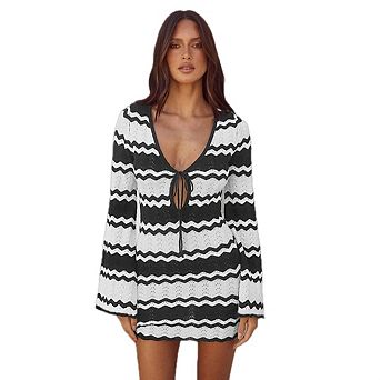 Women Swimsuit Crochet Cover Up Hollow Out Knit Beach Dress Bathing Suit Bikini Coverup