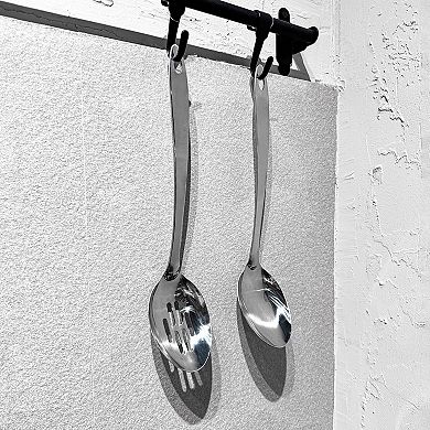 Stainless Steel Slotted Serving Spoons Set (2) 12.8" Large Cooking Utensils