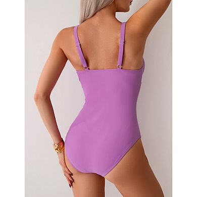 Womens One Piece Swimsuits Tummy Control Swimsuits Backless Bath Suits Ruched Swimwear