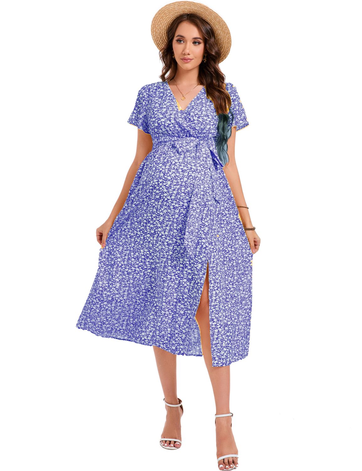 Женские платья Maternity Dress Women Casual Wrap V Neck Split Dress