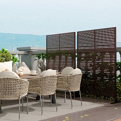 Metal Privacy Screen, Rustproof Decorative Privacy Wall Panel with Reinforced Stand, for Garden