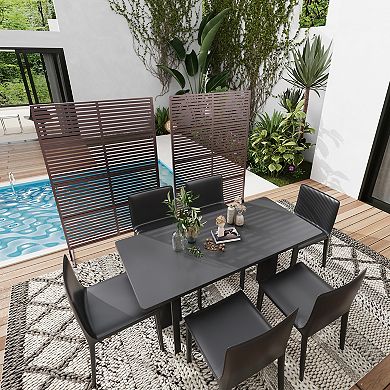 Metal Privacy Screen, Rustproof Decorative Privacy Wall Panel with Reinforced Stand, for Garden