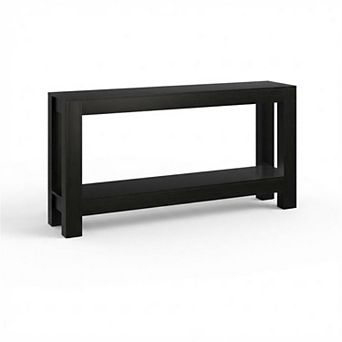 63" 2 tier Narrow Console Table - Farmhouse Long Sofa Table Behind Couch for Living Room Foyer