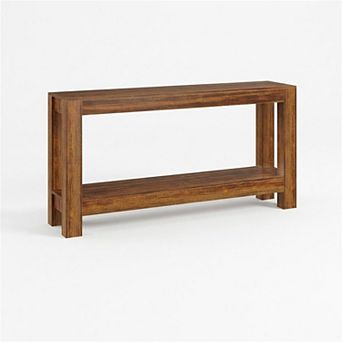 63" 2 tier Narrow Console Table - Farmhouse Long Sofa Table Behind Couch for Living Room Foyer