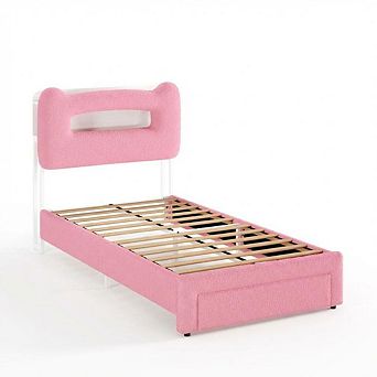 Bed Frame with 2 tier Storage Headboard, Upholstered Platform Bed with Drawer,No Box Spring Needed