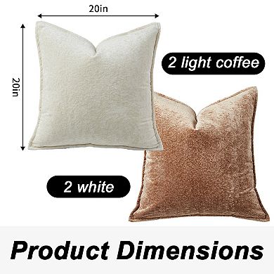 4-Pack Chenille Throw Pillow Covers, Thickened Soft Square Cushion Cases for Sofa Couch,Only Cover