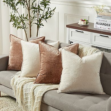 4-Pack Chenille Throw Pillow Covers, Thickened Soft Square Cushion Cases for Sofa Couch,Only Cover