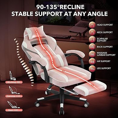 Big and Tall Ergonomic Gaming Chair with Footrest, PU Leather, 300LBS For Home, Office