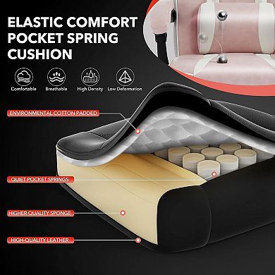 Big and Tall Ergonomic Gaming Chair with Footrest, PU Leather, 300LBS For Home, Office