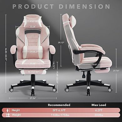 Big and Tall Ergonomic Gaming Chair with Footrest, PU Leather, 300LBS For Home, Office