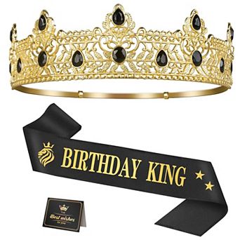 Men Birthday Gifts King Crown Sash Party Supplies