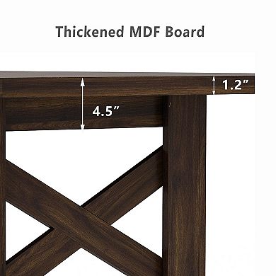 70.87" Wood Farmhouse Dining Table for 6-8 People, Large Kitchen Table with Thickened Tabletop
