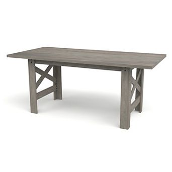70.87" Wood Farmhouse Dining Table for 6-8 People, Large Kitchen Table with Thickened Tabletop